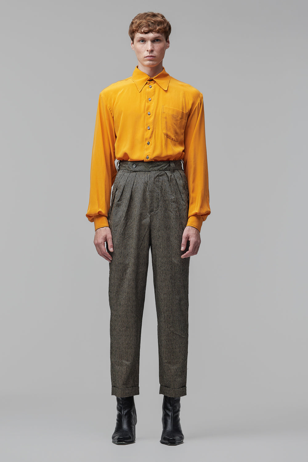 Camisa Cetim de Seda - Amarelo