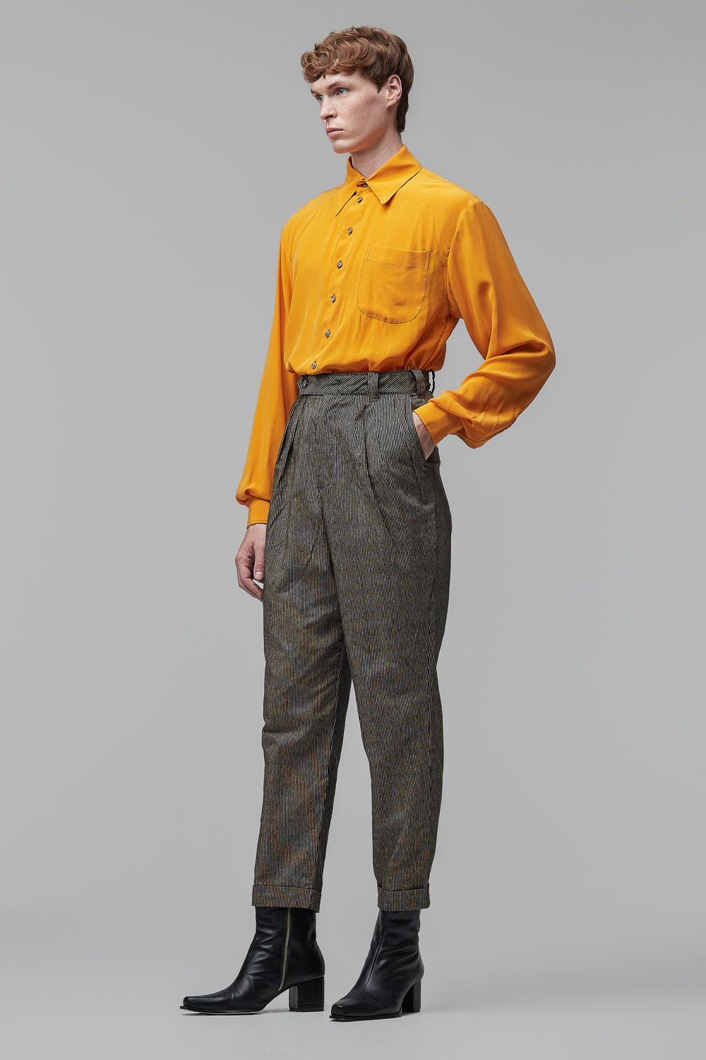 Camisa Cetim de Seda - Amarelo