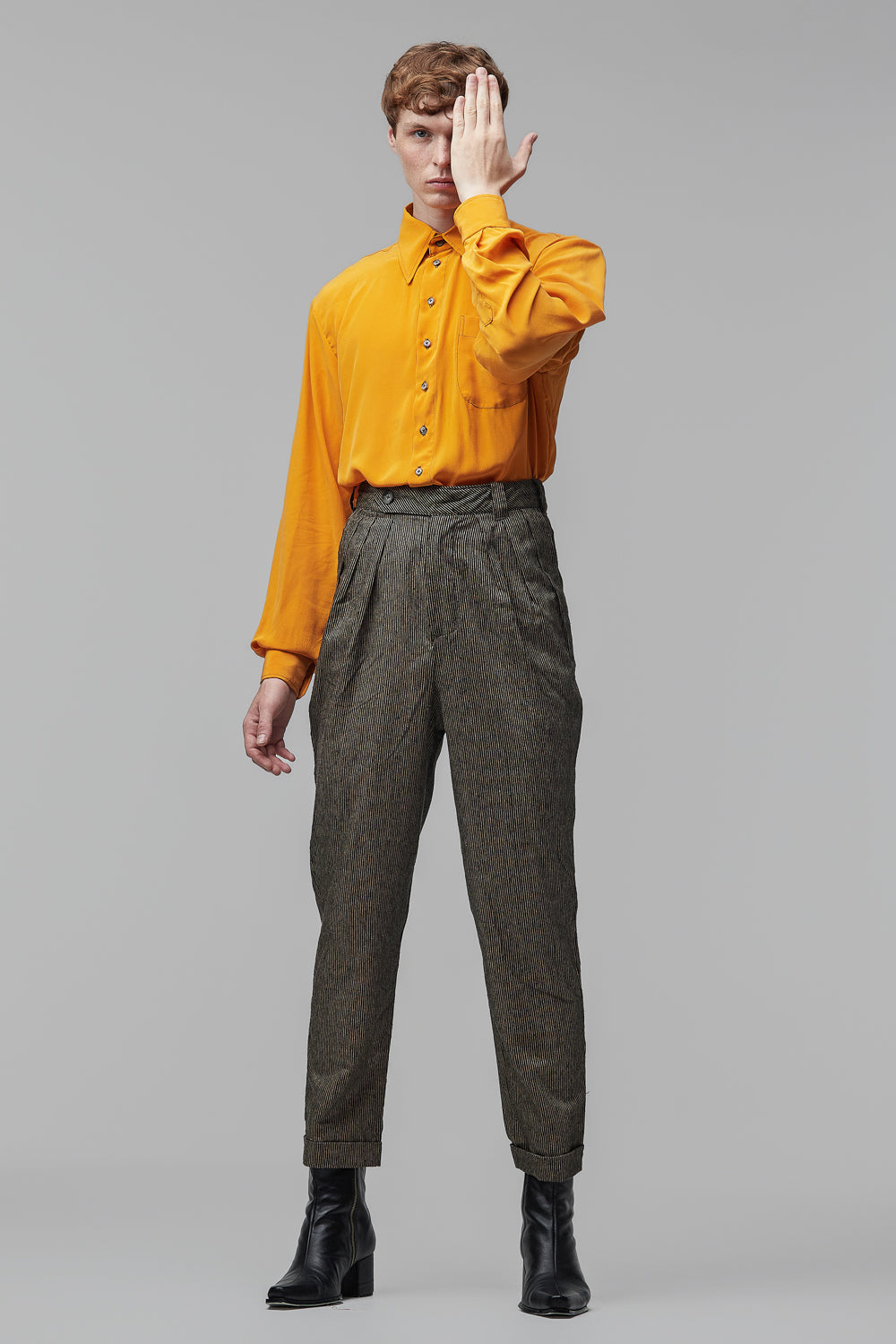 Camisa Cetim de Seda - Amarelo