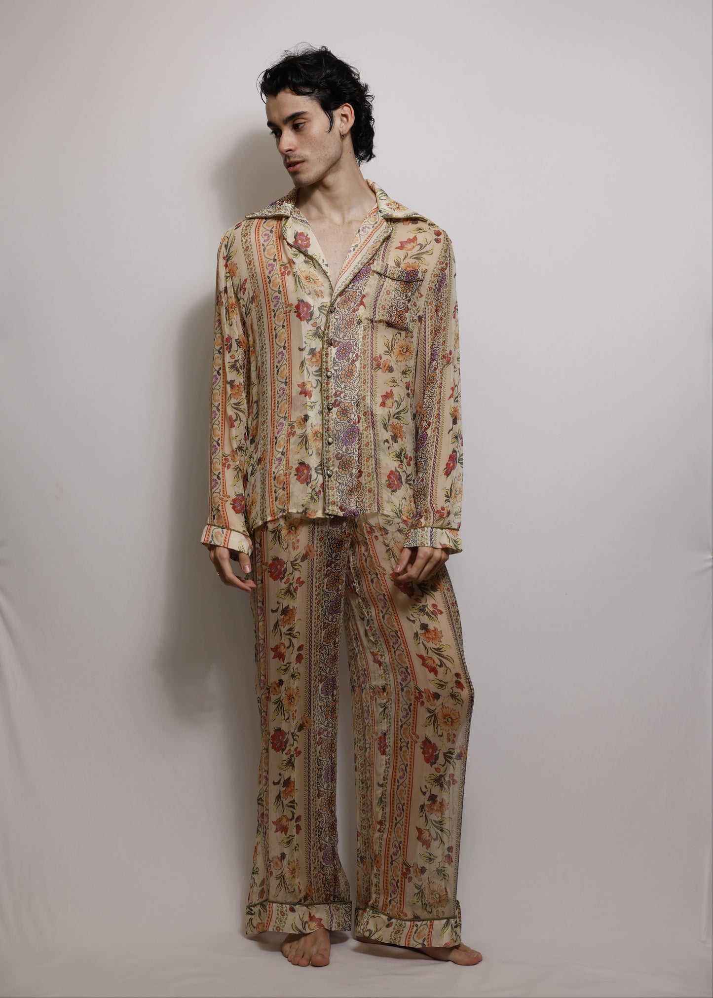 Conjunto Longo em Chiffon de Seda - Floral