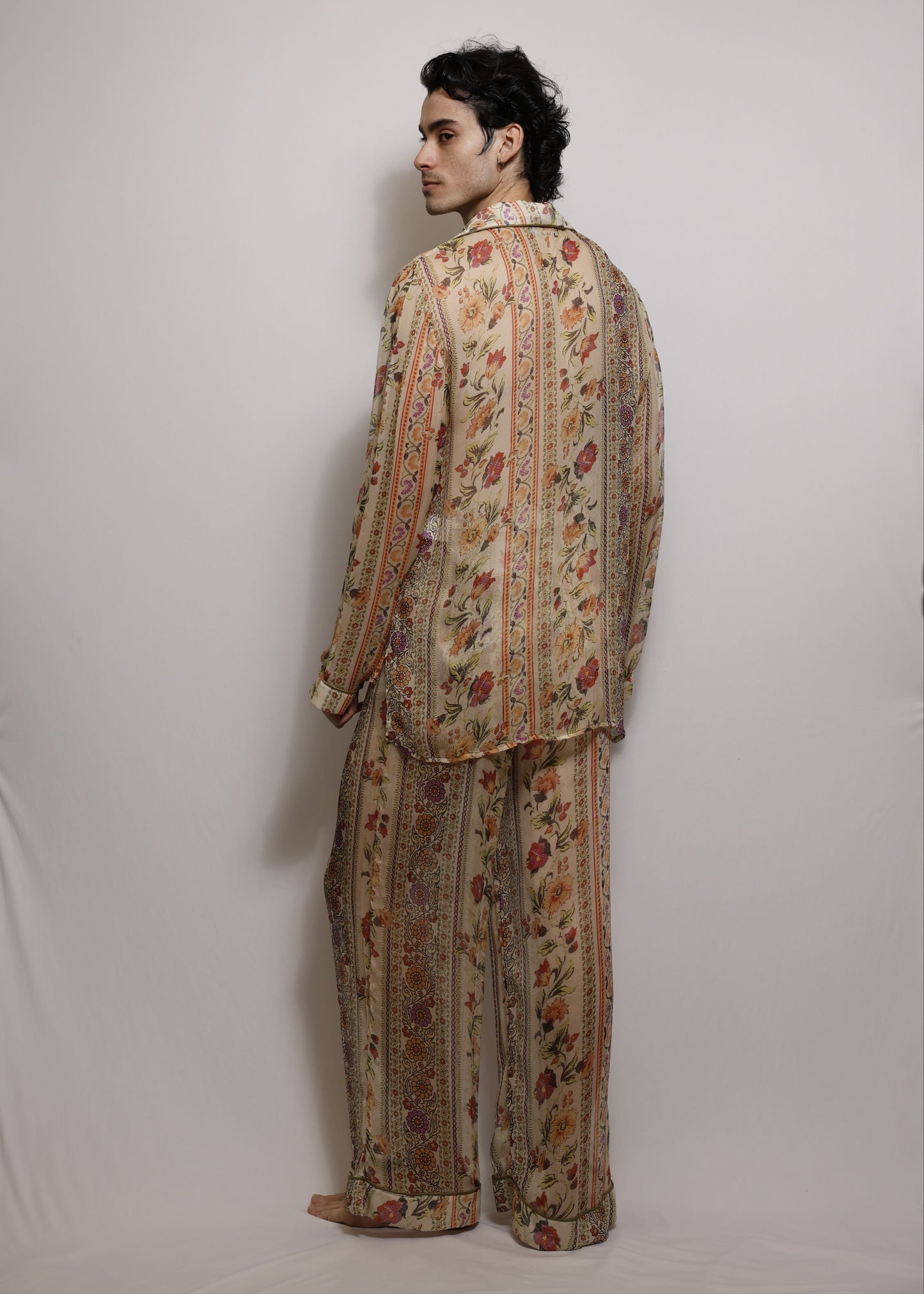 Conjunto Longo em Chiffon de Seda - Floral
