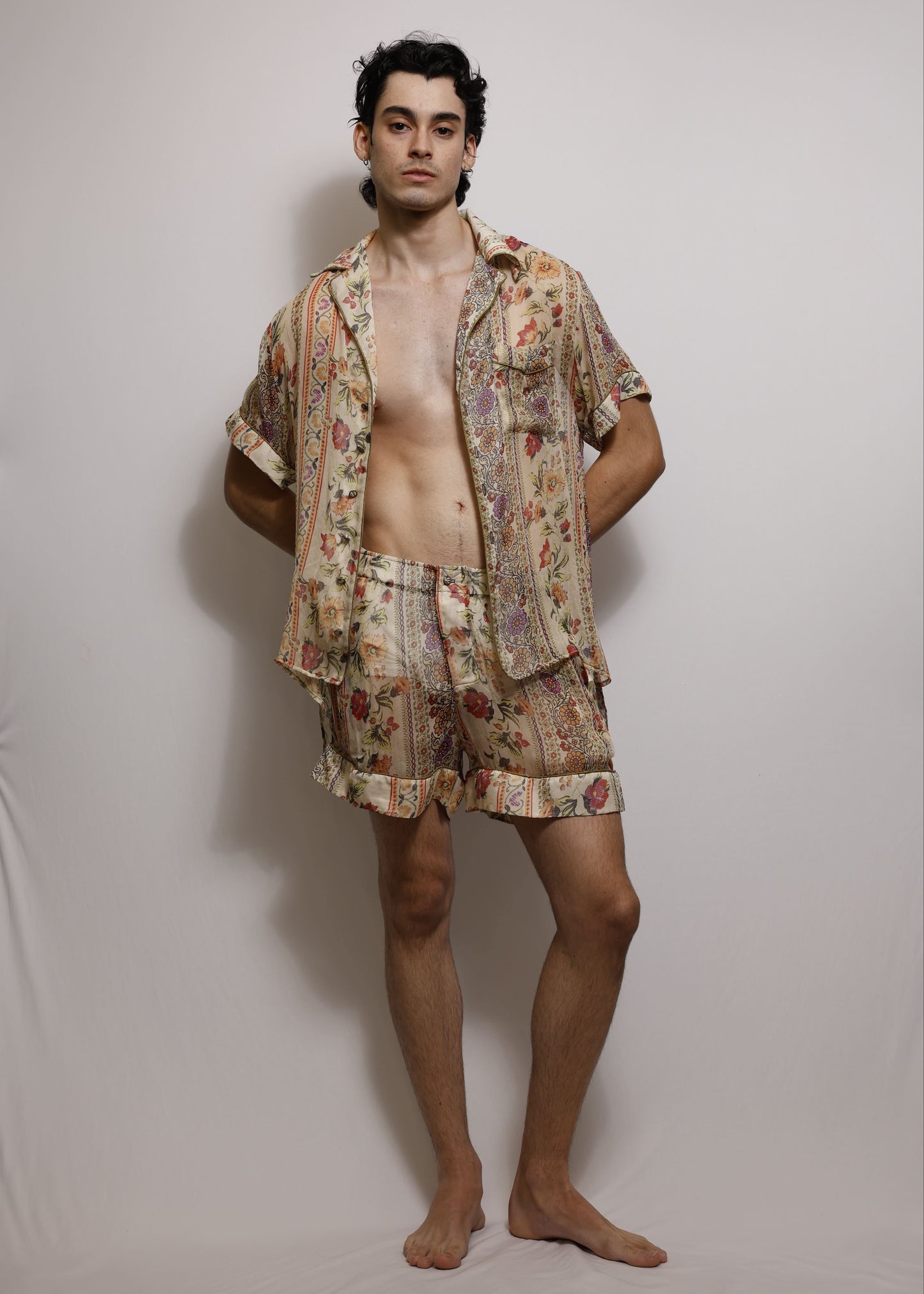 Conjunto Curto em Chiffon de Seda - Floral