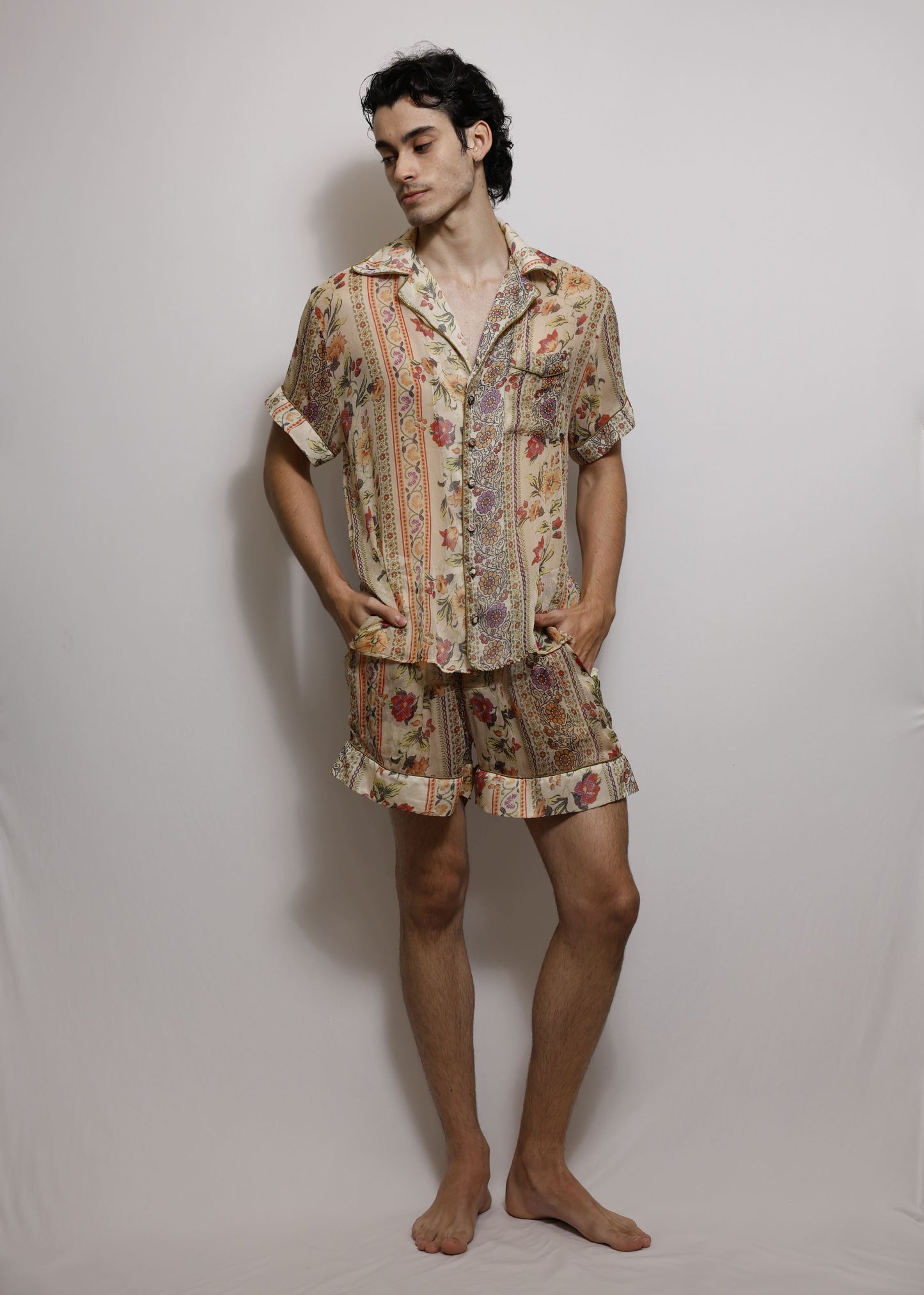 Conjunto Curto em Chiffon de Seda - Floral