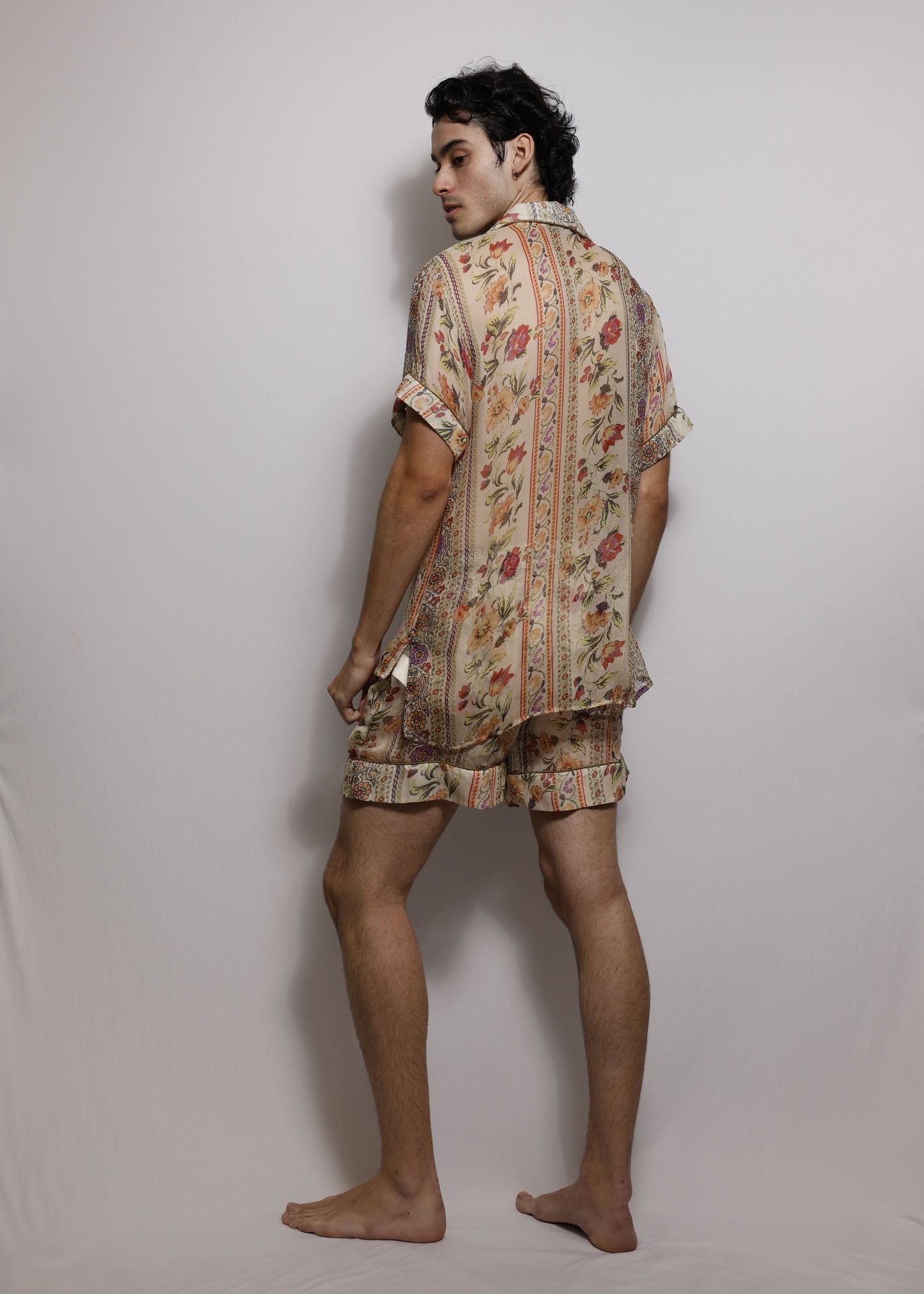 Conjunto Curto em Chiffon de Seda - Floral