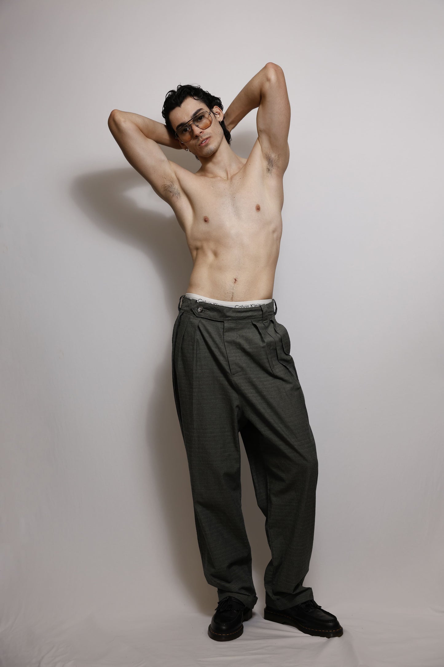 Calça Chino em Algodão Maquinetado - Menta e Preto