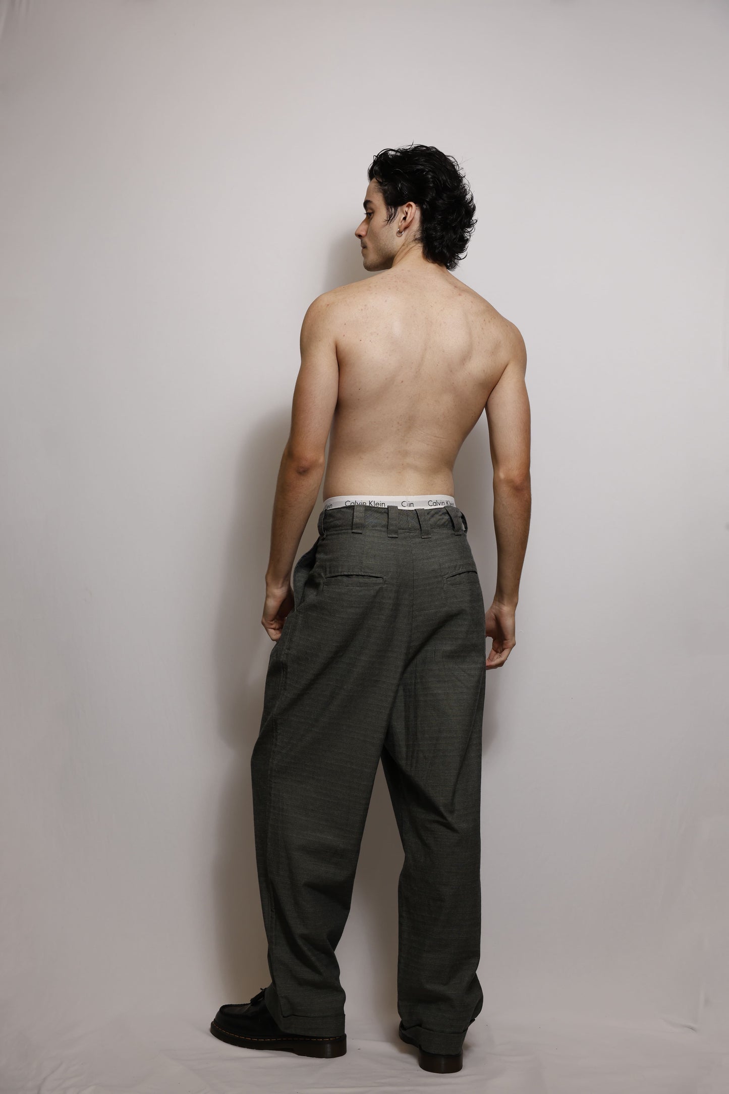 Calça Chino em Algodão Maquinetado - Menta e Preto