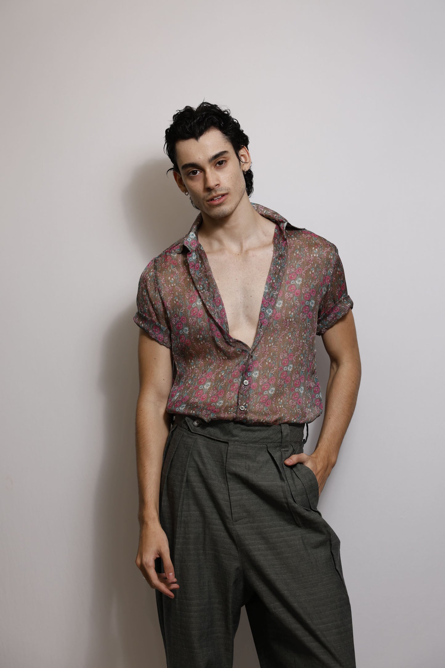 Camisa em Musseline de Seda Italiana Floral - Fendi