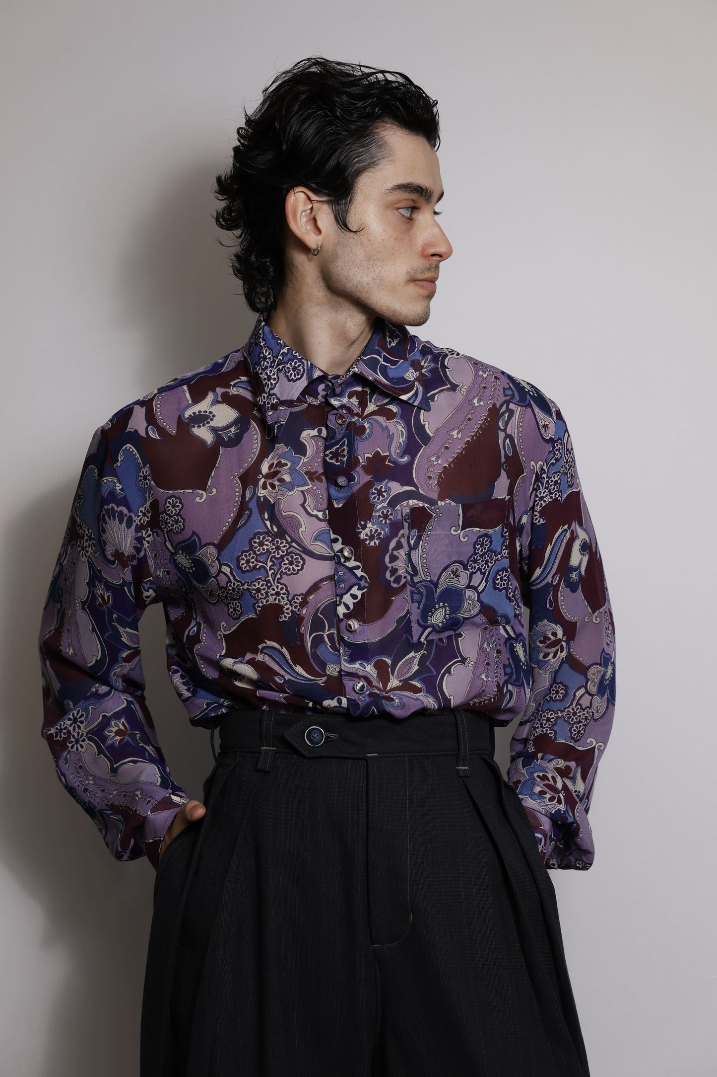 Camisa em Georgette Estampado - Violáceos