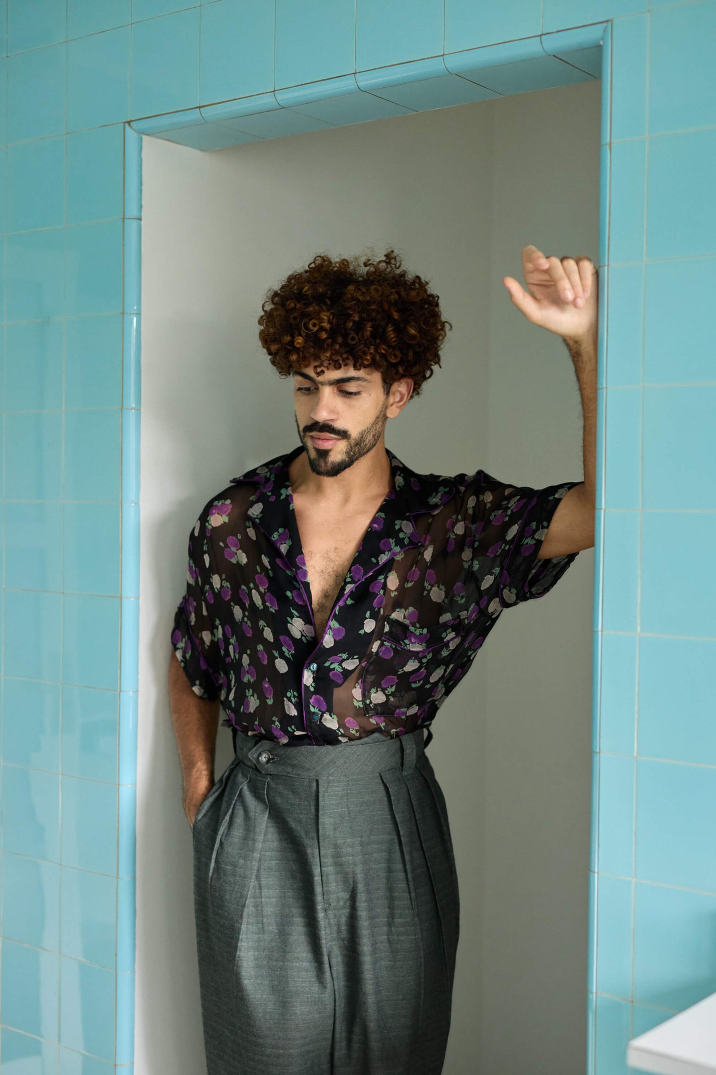 Camisa Pijama em Seda - Floral
