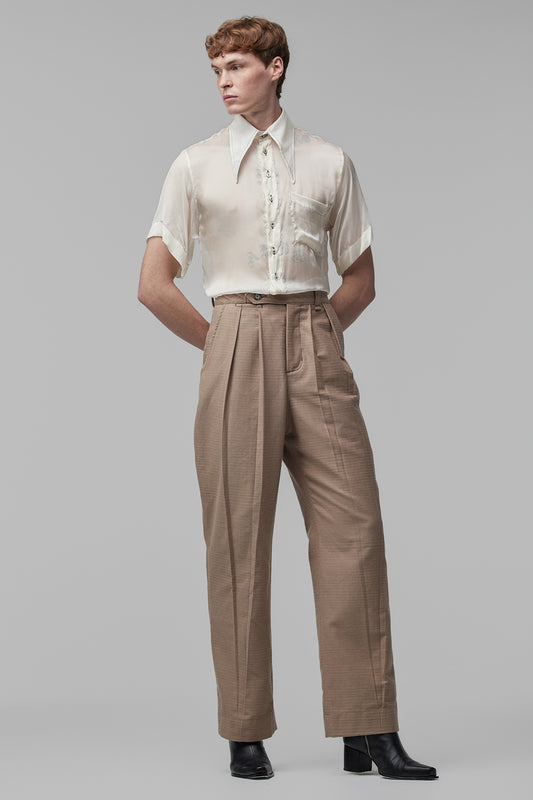 Calça Reta em Algodão - Areia