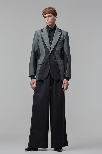 Blazer com Recortes Sinuosos - Preto e Verde