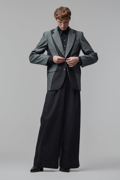 Blazer com Recortes Sinuosos - Preto e Verde