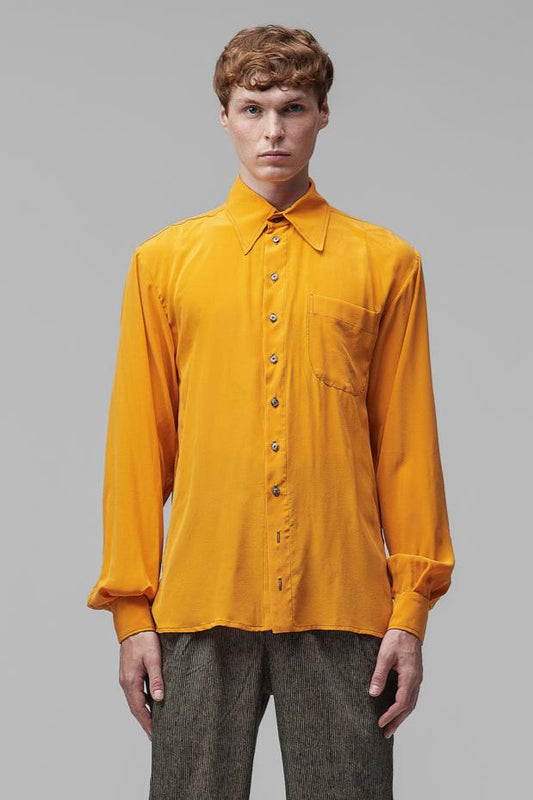 Camisa Cetim de Seda - Amarelo