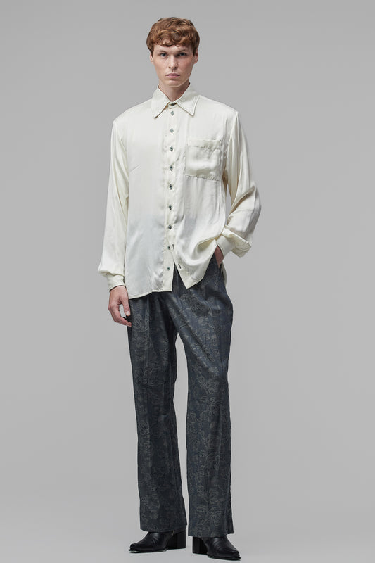 Camisa em Cetim de Seda - Off