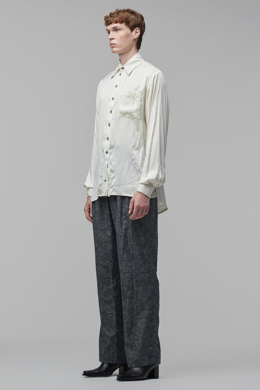 Camisa em Cetim de Seda - Off
