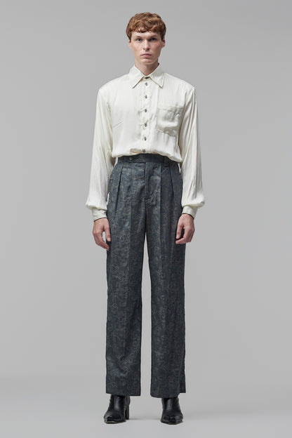 Calça Reta Floral - Índigo e Verde