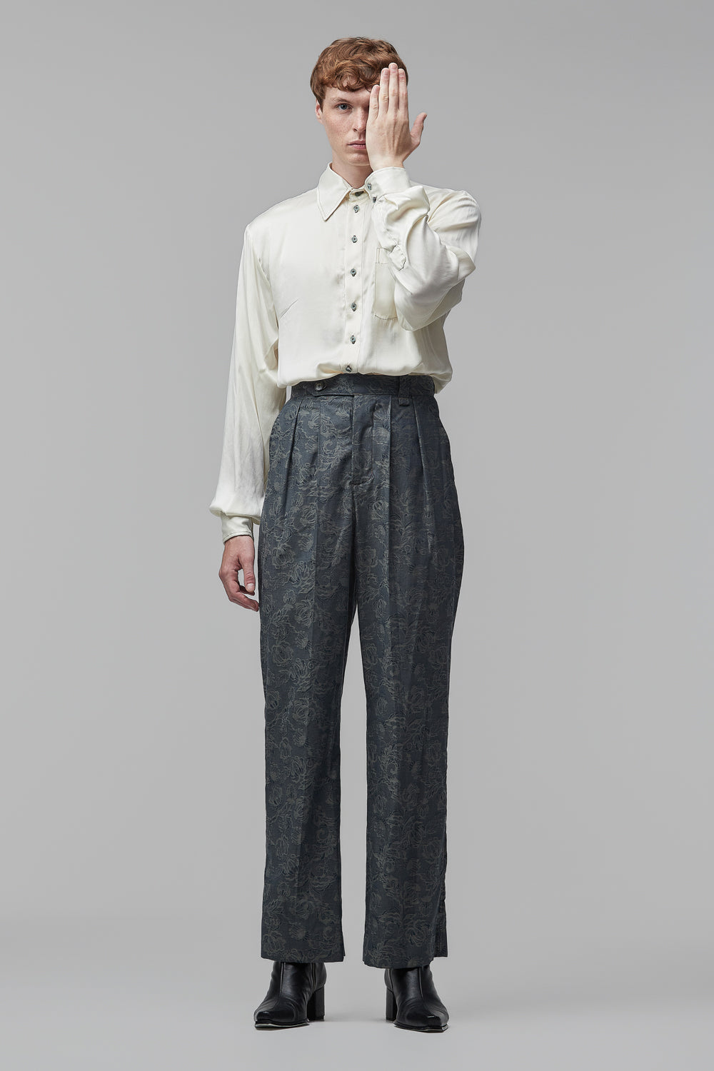 Calça Reta Floral - Índigo e Verde