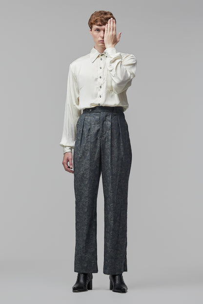 Calça Reta Floral - Índigo e Verde