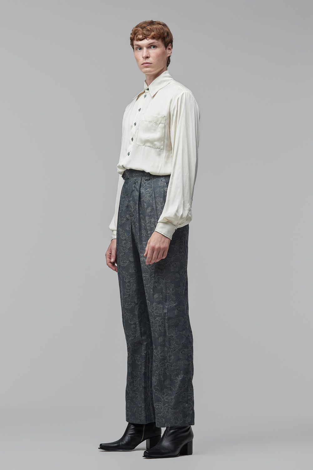 Calça Reta Floral - Índigo e Verde