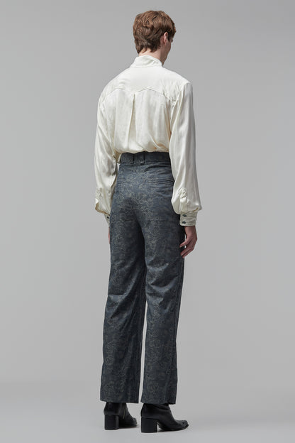 Calça Reta Floral - Índigo e Verde