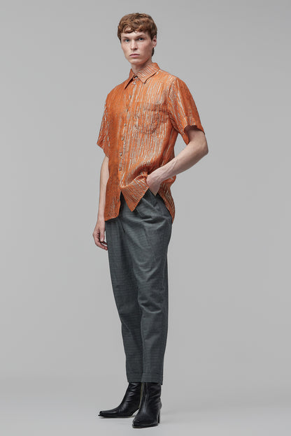 Camisa Musseline de Seda - Laranja e Dourado