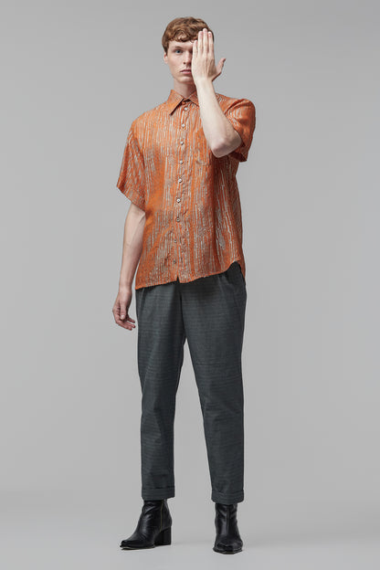 Camisa Musseline de Seda - Laranja e Dourado