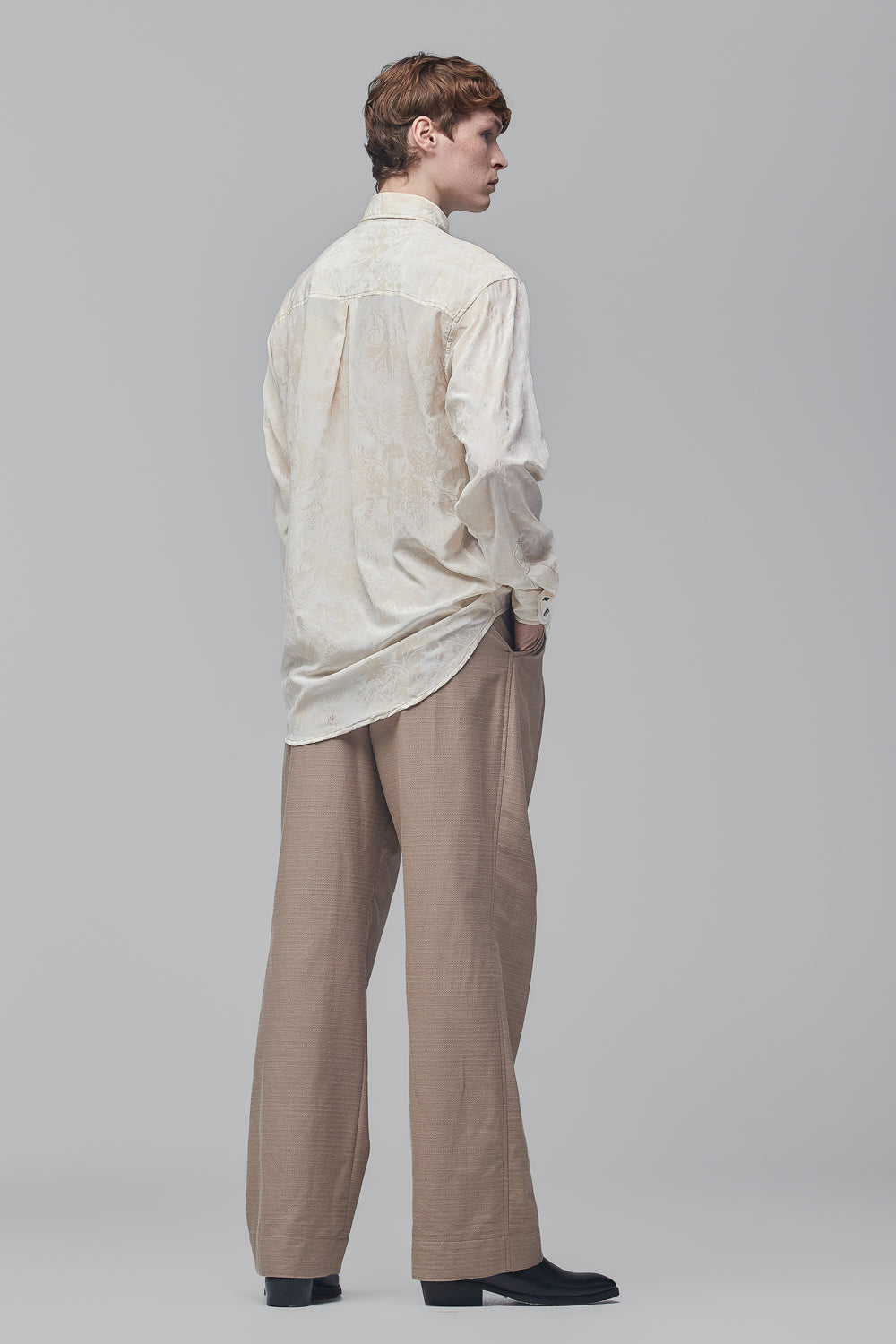 Camisa em Crepe de Seda com relevo - Off
