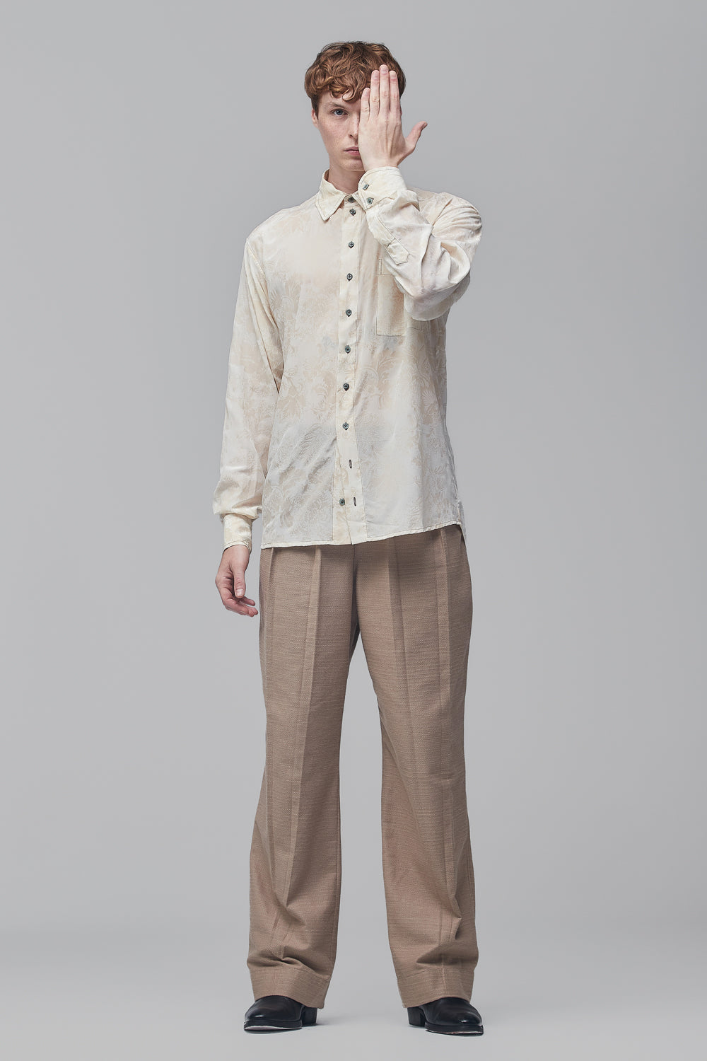 Camisa em Crepe de Seda com relevo - Off
