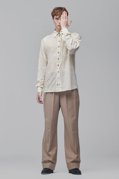 Camisa em Crepe de Seda com relevo - Off