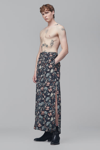 Calça Palazzo em Crepe de Seda - Floral
