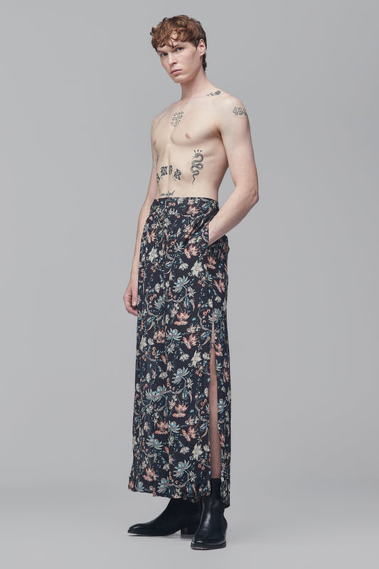 Calça Palazzo em Crepe de Seda - Floral