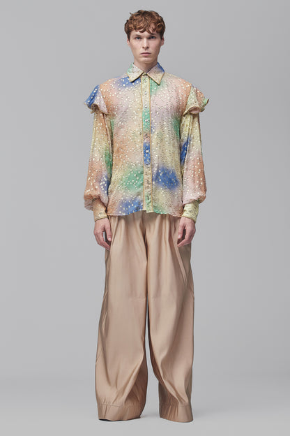 Camisa em Crepe de Seda Estampado - Multicolorida