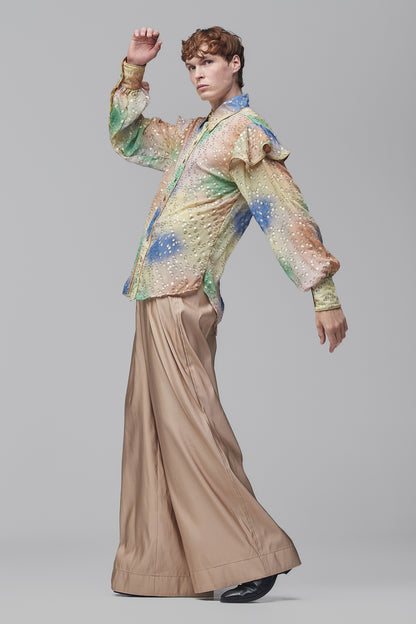 Camisa em Crepe de Seda Estampado - Multicolorida