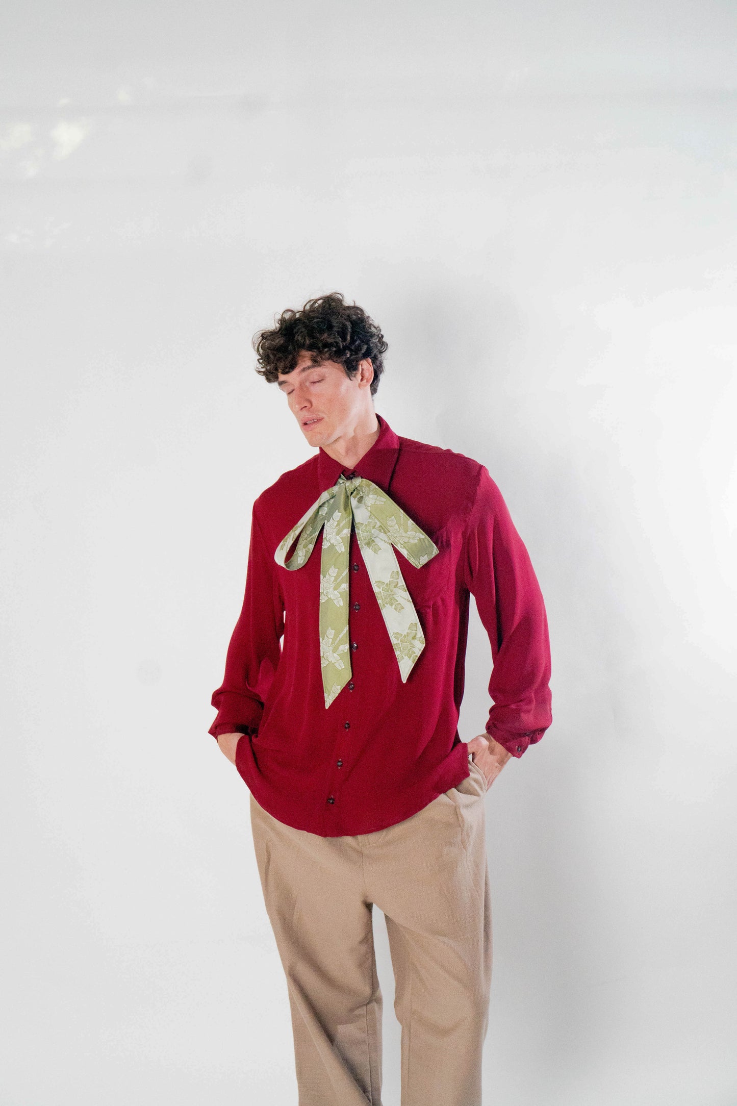 Fita Jacquard de Seda - Verde e Prata