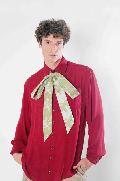 Fita Jacquard de Seda - Verde e Prata