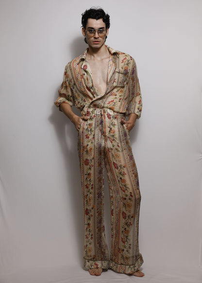 Conjunto Longo em Chiffon de Seda -  Floral
