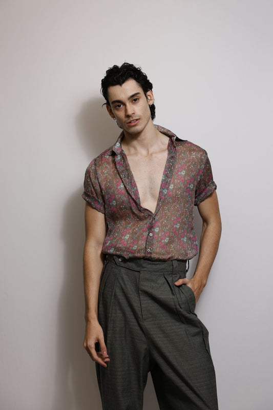 Camisa em Musseline de Seda Italiana Floral - Fendi