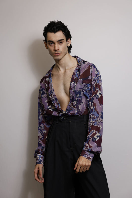 Camisa em Georgette Estampado - Violáceos