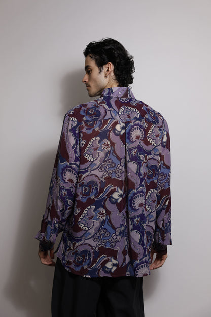 Camisa em Georgette Estampado - Violáceos