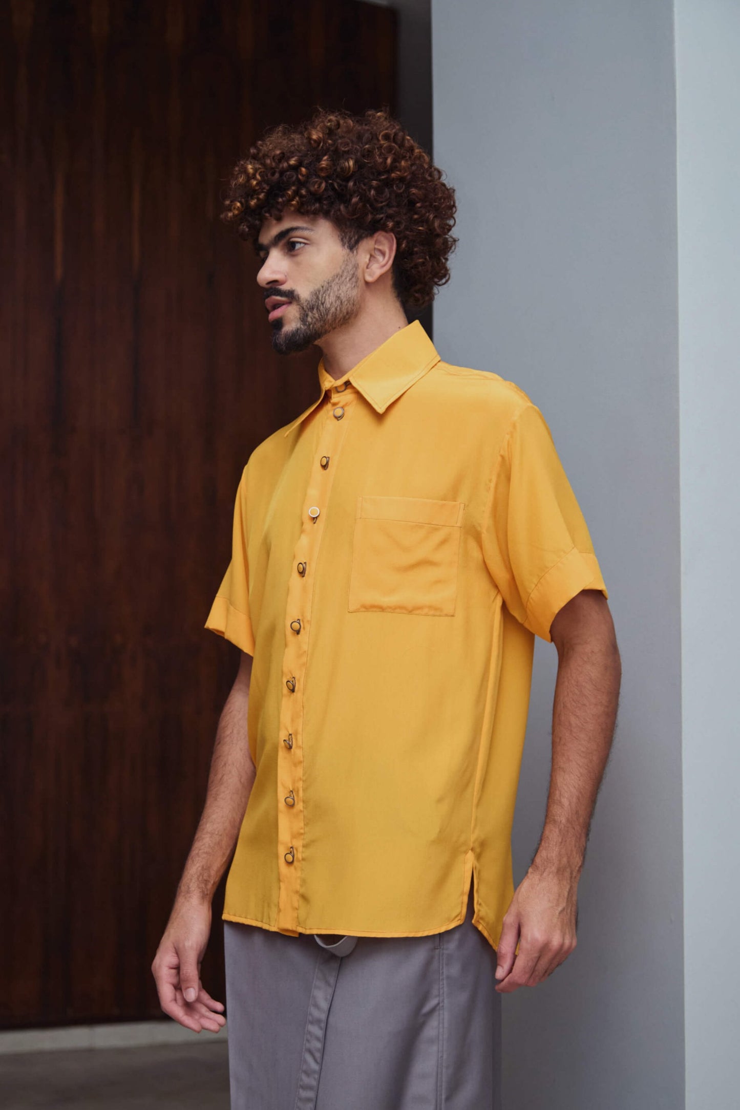 Camisa Crepe de Seda - Amarelo