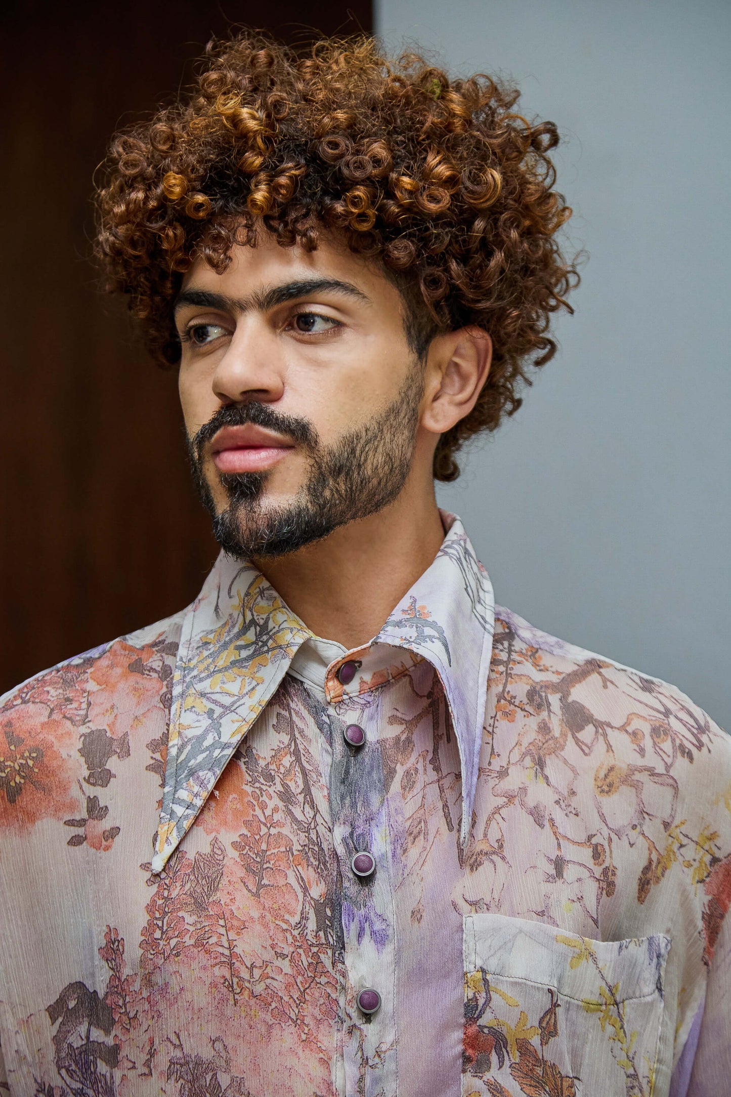 Camisa em Chiffon de Seda - Floral