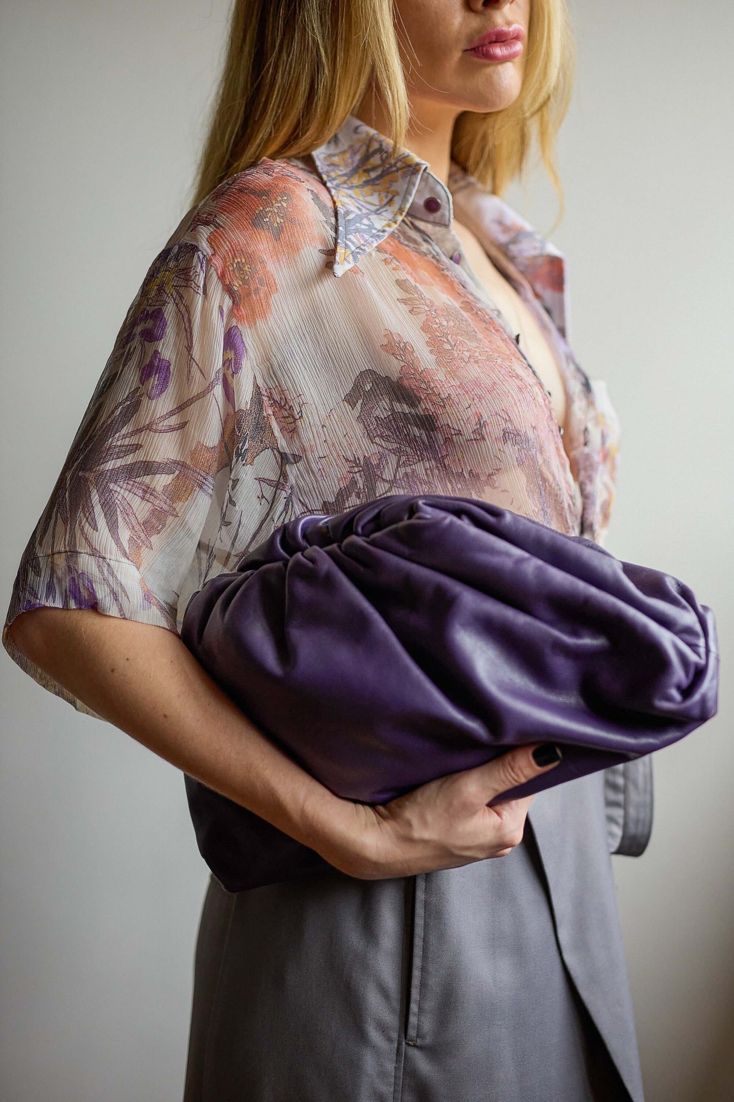 Camisa em Chiffon de Seda - Floral