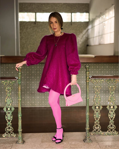 Vestido Evasé Mohair - Rosa