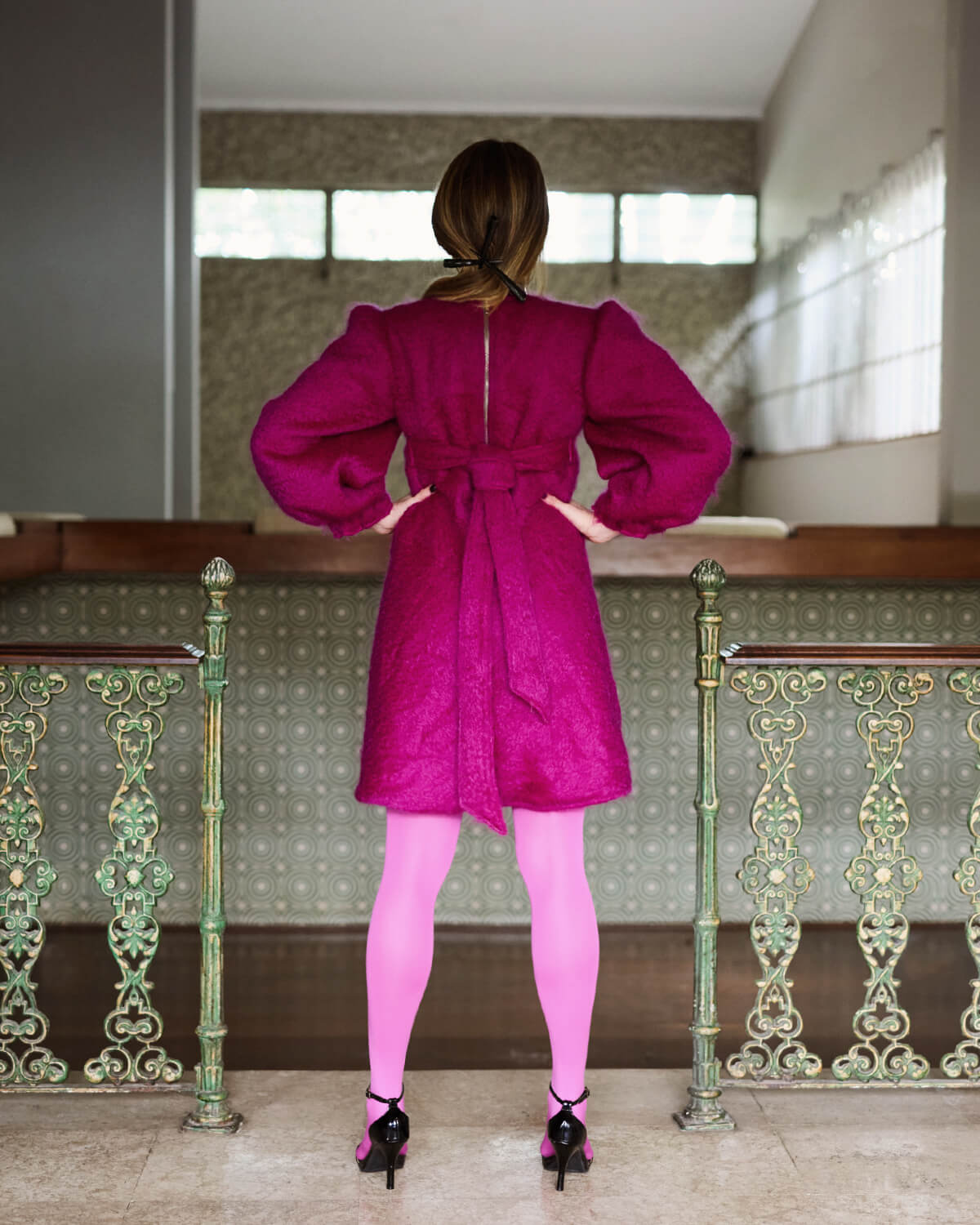 Vestido Evasé Mohair - Rosa