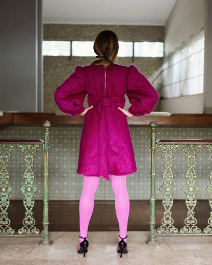 Vestido Evasé Mohair - Rosa
