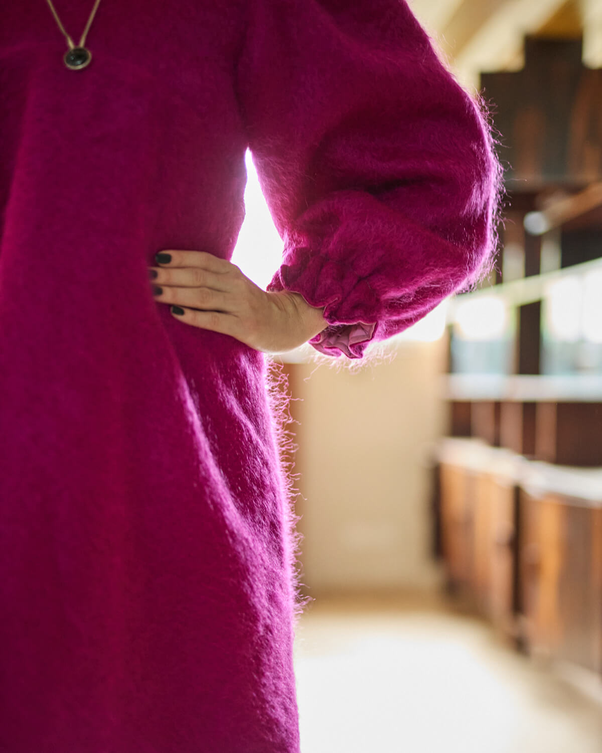Vestido Evasé Mohair - Rosa