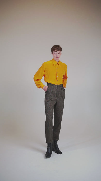 Camisa Cetim de Seda - Amarelo