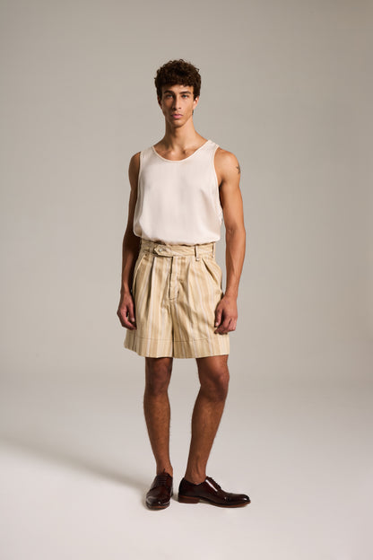 Shorts de Alfaiataria em Shantung Rústico de Seda