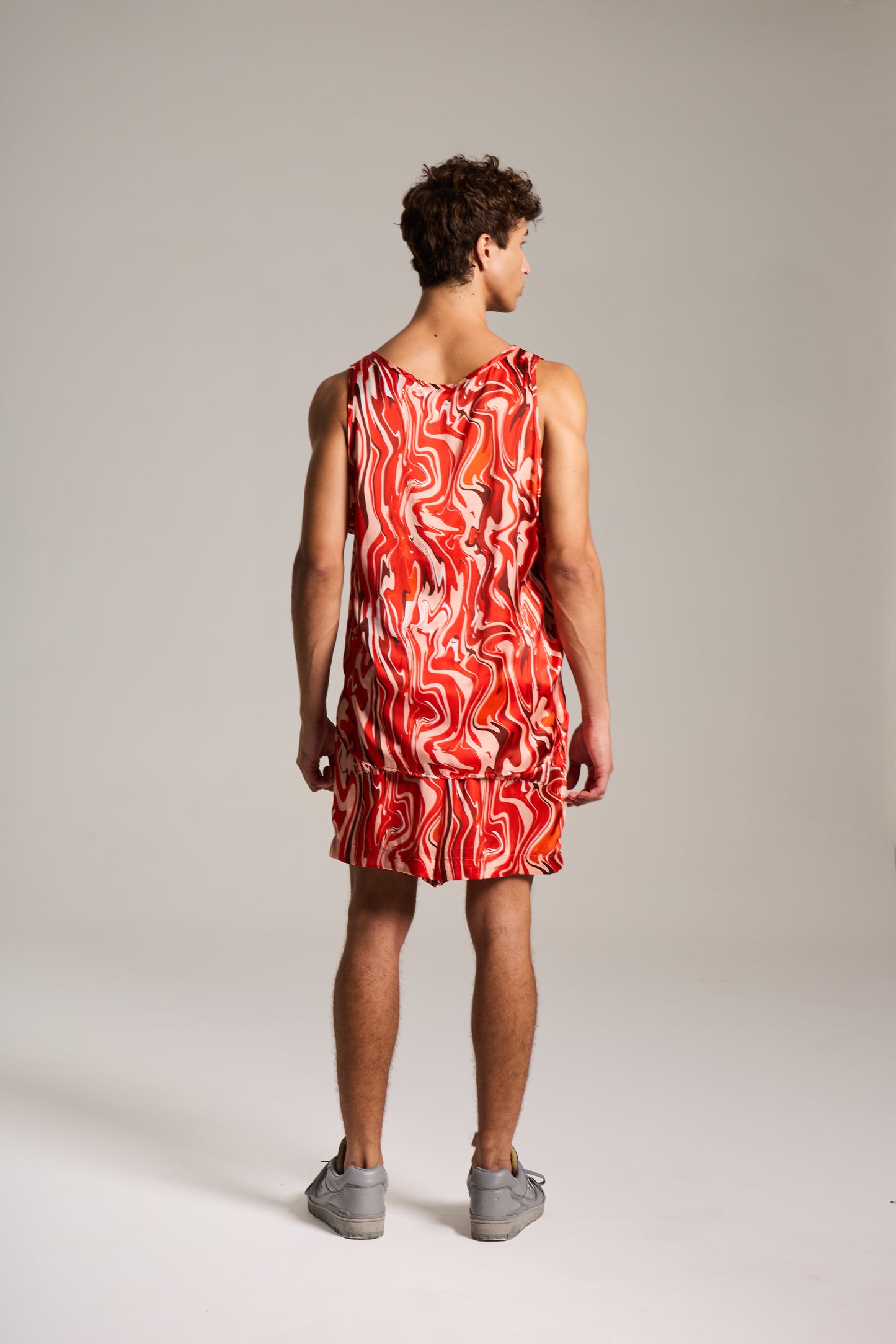 Regata de Seda estampada em Mármore Sanguíneo Pulsante