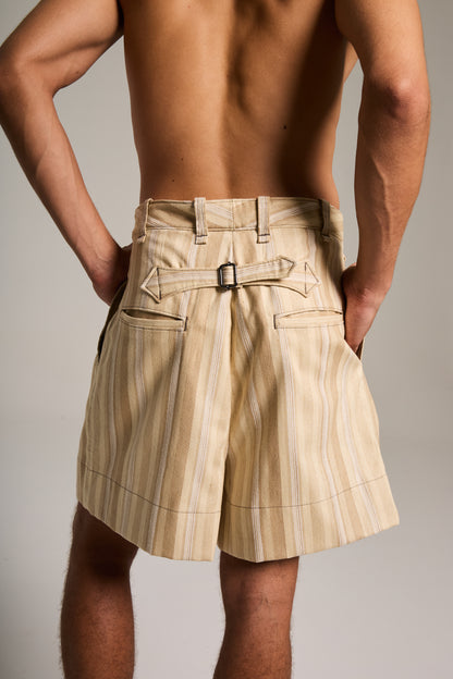 Shorts de Alfaiataria em Shantung Rústico de Seda